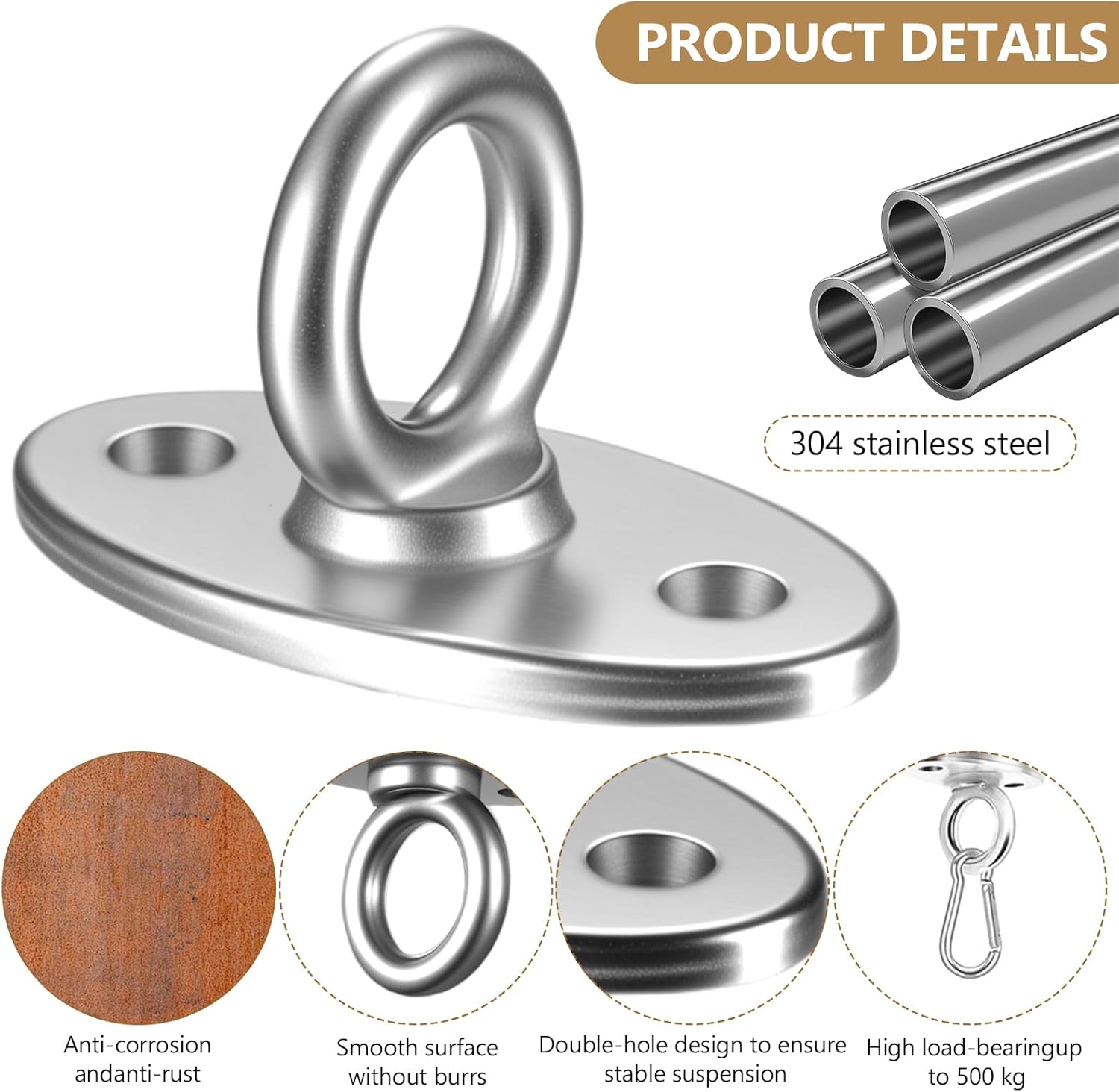 M8 Heavy Load Ceiling Hook, Stainless Steel Eye Plates, Stainless Steel ...