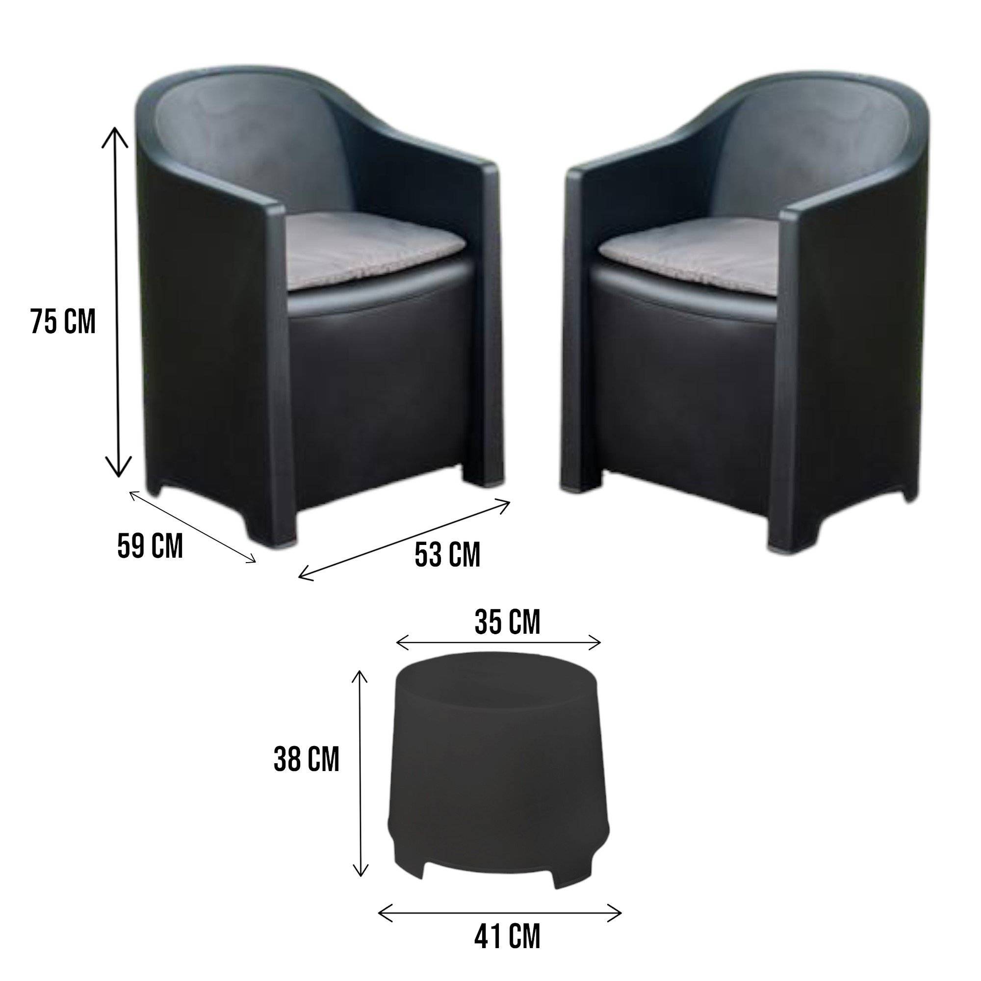 Conjunto de jardim com mesa e dois cadeirões com almofadas / Conjunto de jardim, terraço e exterior - 3