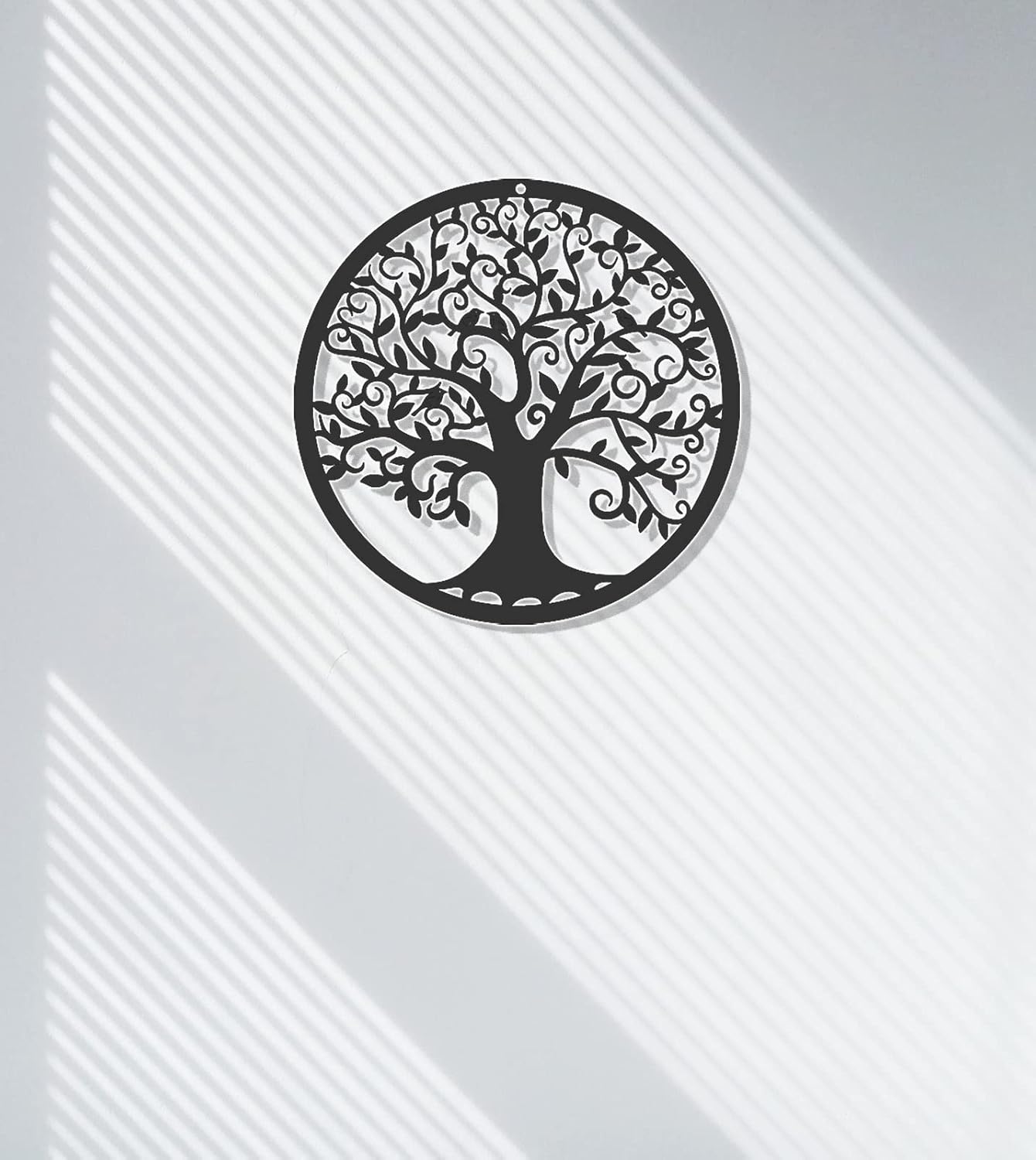Arbre de vie en métal Décoration murale Silhouette Art pour Cadeau Intérieur Cadeau Extérieur Jardin Maison Décoration (Noir, 30x30cm) - 4