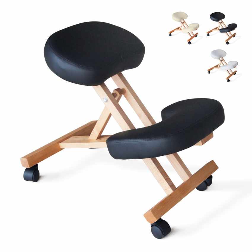 Silla De Rodillas Ergonómica Ajustable | Alivia El Dolor De Espalda | Con Balancín Y Soporte De Madera De 260 Libras | Para Oficina Y Estudio