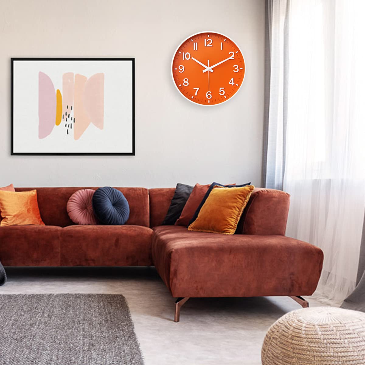 Orologio da parete rosa senza ticchettio, orologio da parete silenzioso, orologio rosa pastello per soggiorno, camera da letto, cucina, scuola, ufficio, grande orologio, orologio moderno - Italia