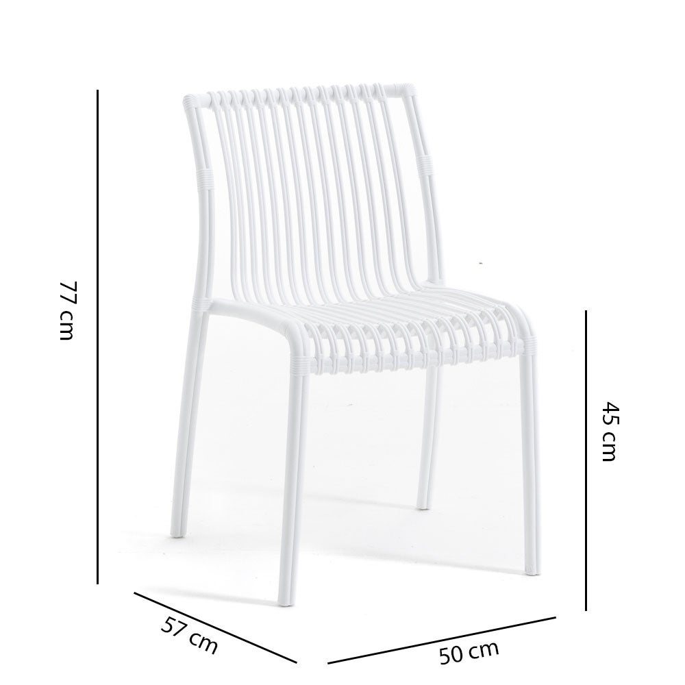 Lot de 4 Chaise de jardin sans coussin Olimpia en Polypropylène Blanc - 2
