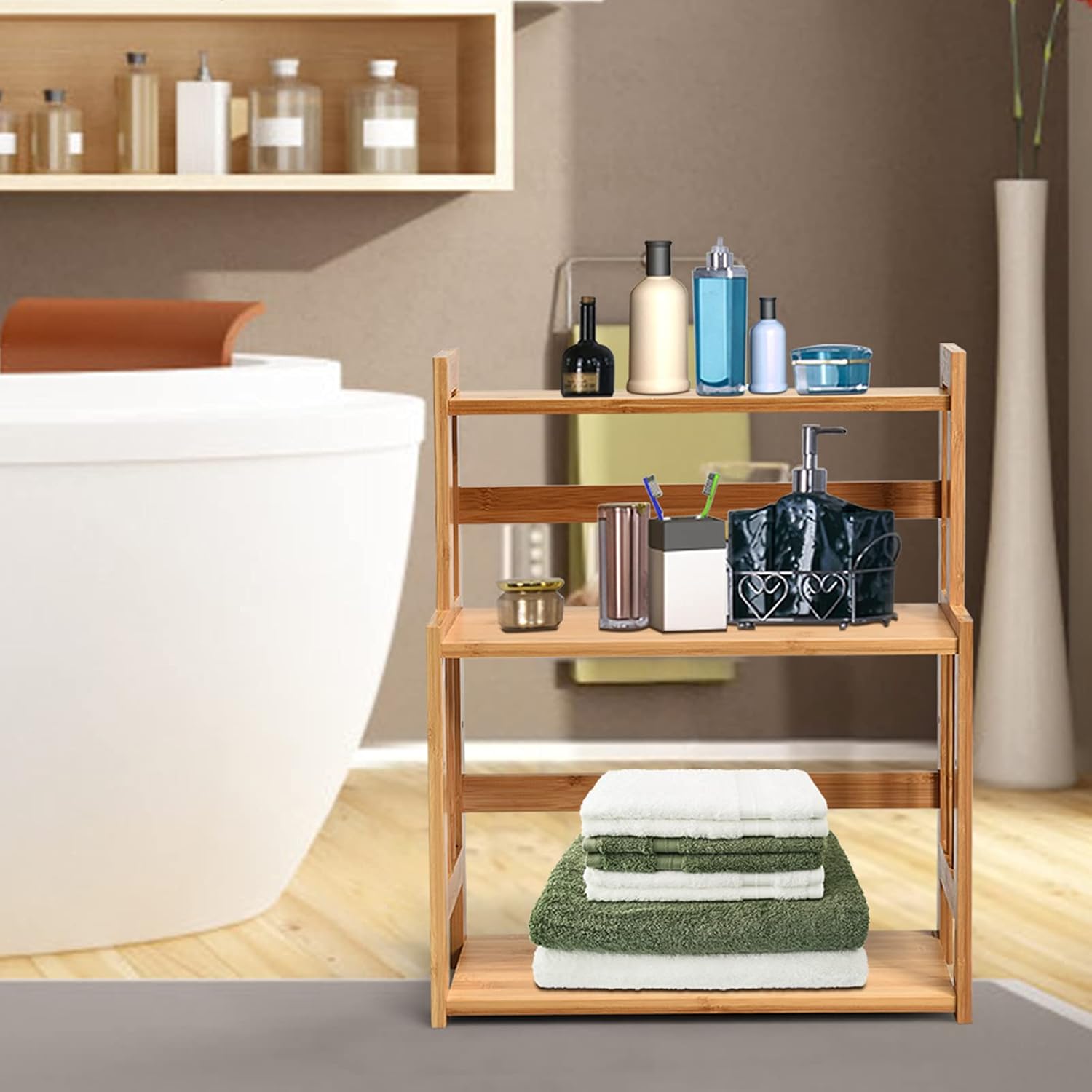 Étagère à Épices en Bambou Naturel, Porte-Épice à 3 Niveaux avec Tablette Réglable en Hauteur, Étagère de Rangement pour Cuisine, 41,5x18x50 CM - 7
