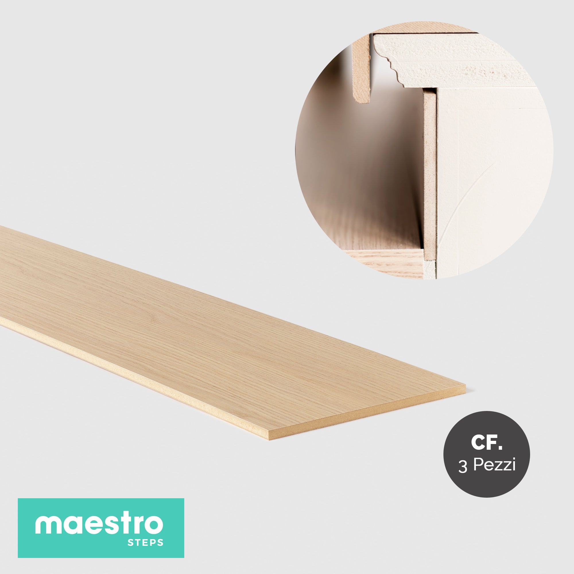 Lot de 3 contremarches rénovation d'escalier stratifié florida 1300 x 200 x 8 mm - PEFC 70% - 4