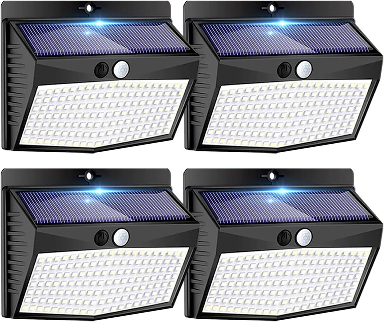 Lampa ścienna solarna, [138 diod LED/opakowanie 4 szt.] Lampa solarna z czujnikiem ruchu i 3 trybami oświetlenia, wodoodporna