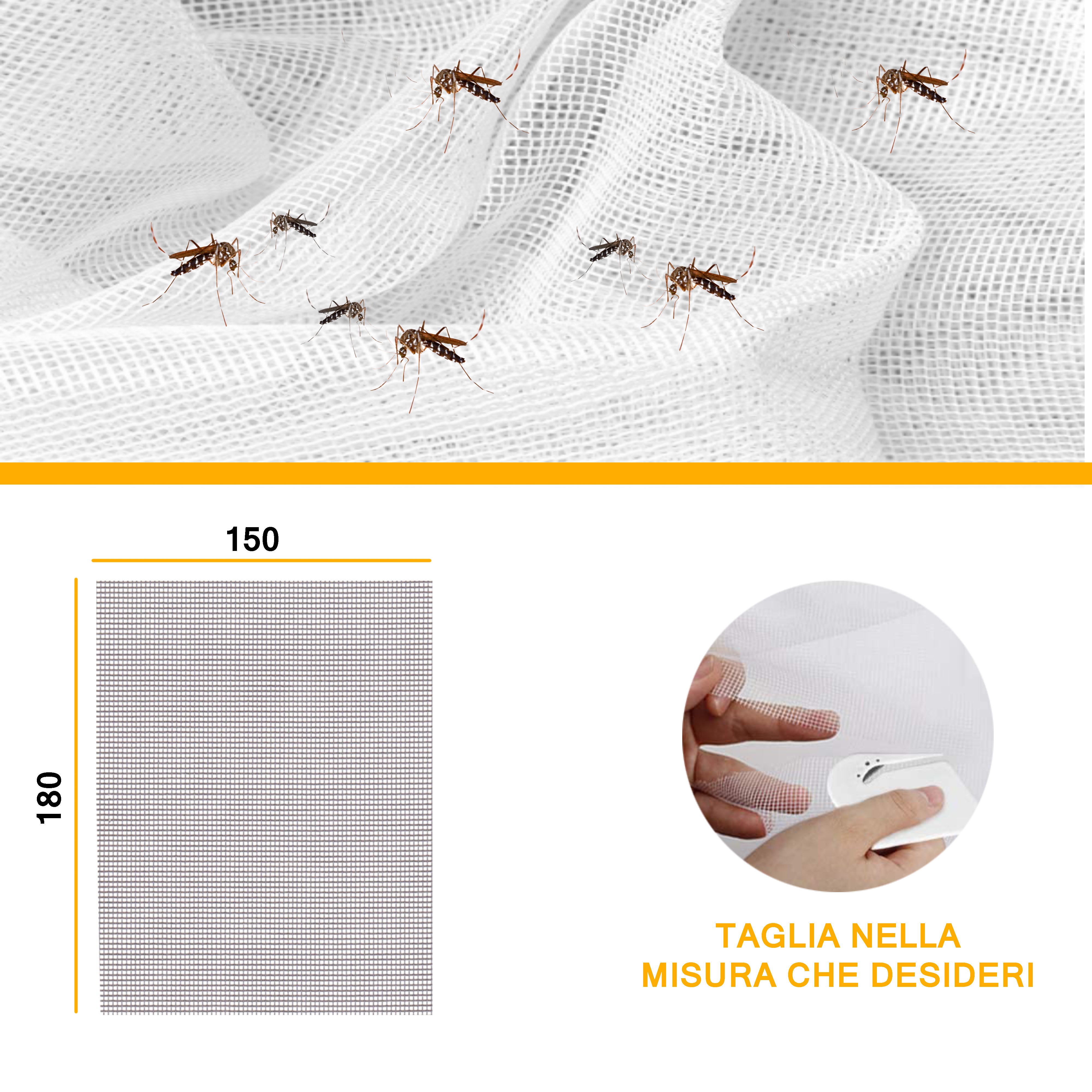 2 Zanzariere Adesive Tagliabili Per Finestra Zanzariera Per Finestre Con Nastro Adesivo Potente Taglierino Dimensioni Regolabili 150 x 180 Cm, Nero - 4