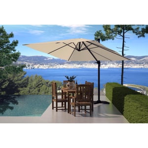 Parasol déporté carré de 3x3m rotatif à 360° écru PALATINO