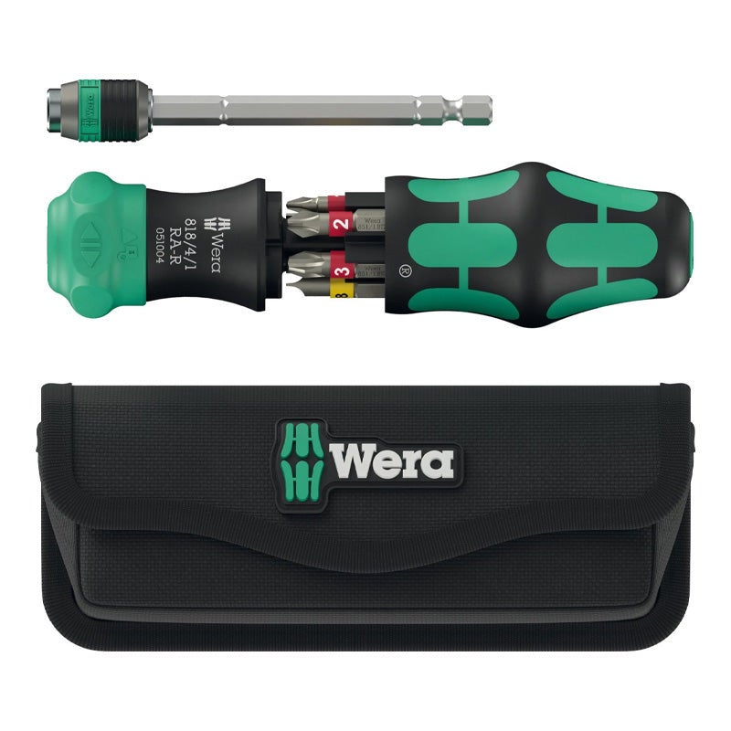 Wera Kraftform Kompakt 25 RA-R 6 Pièces – Tournevis-Râpe Télescopique, Cliquet Fin, Magasin Embouts, Étui Robuste