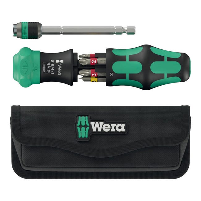 Wera Kraftform Kompakt 25 RA-R 6 Pièces – Tournevis-Râpe Télescopique, Cliquet Fin, Magasin Embouts, Étui Robuste