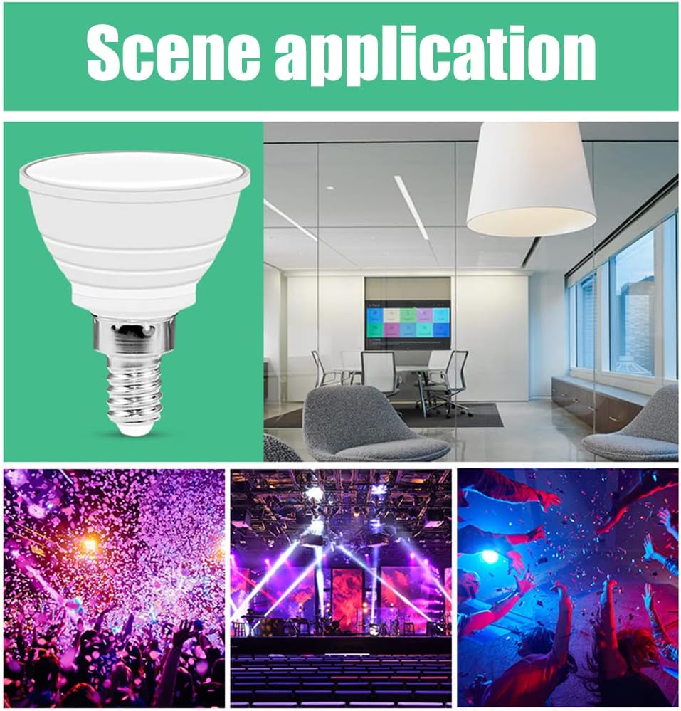 Ampoule LED RGB intelligente E14, 16 couleurs changeantes, 85-265 V, télécommande, luminosité 450 lm, avec synchronisation - 6