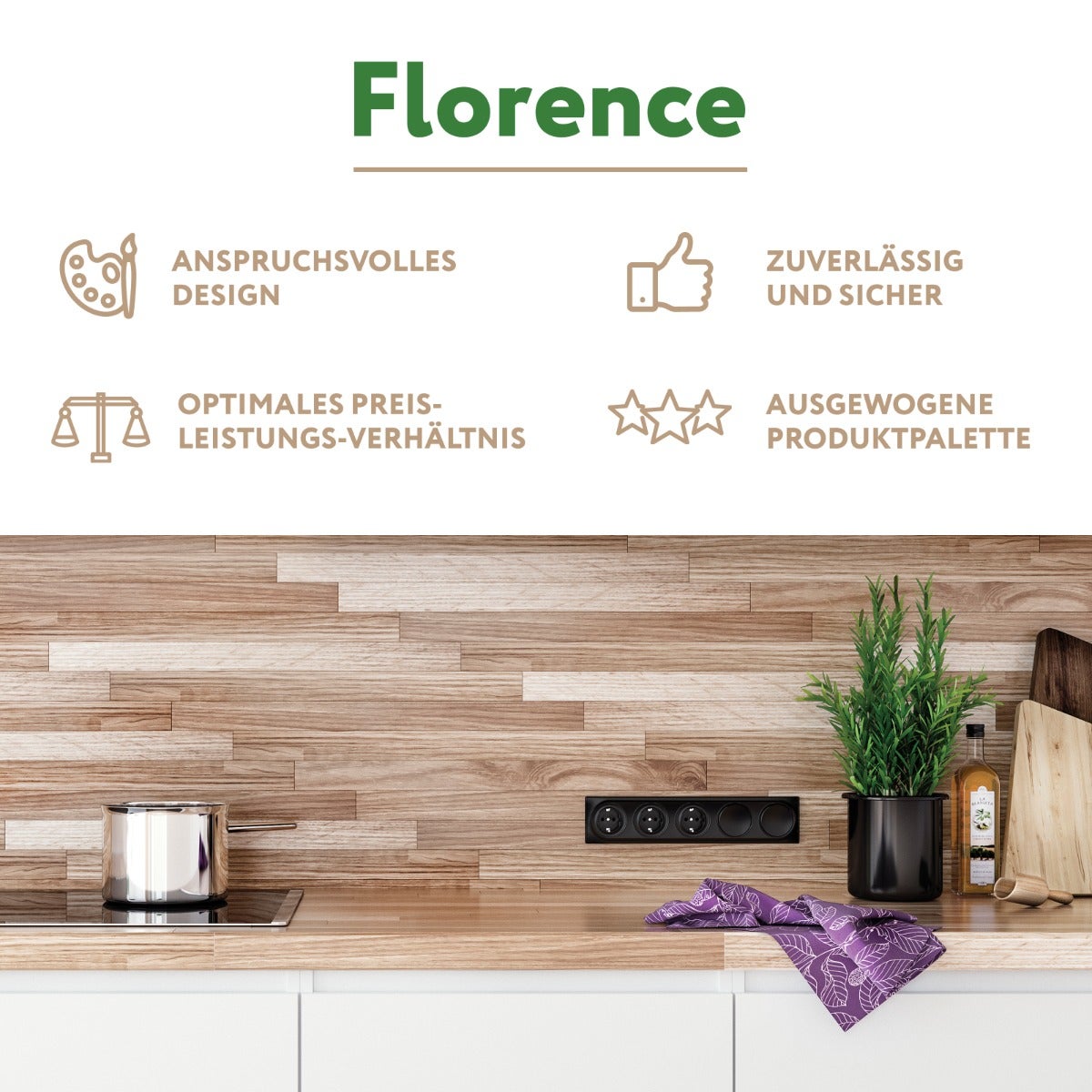 Plaque de finition Florence, en plastique, 1 poste (lot de 10) - blanc - 4