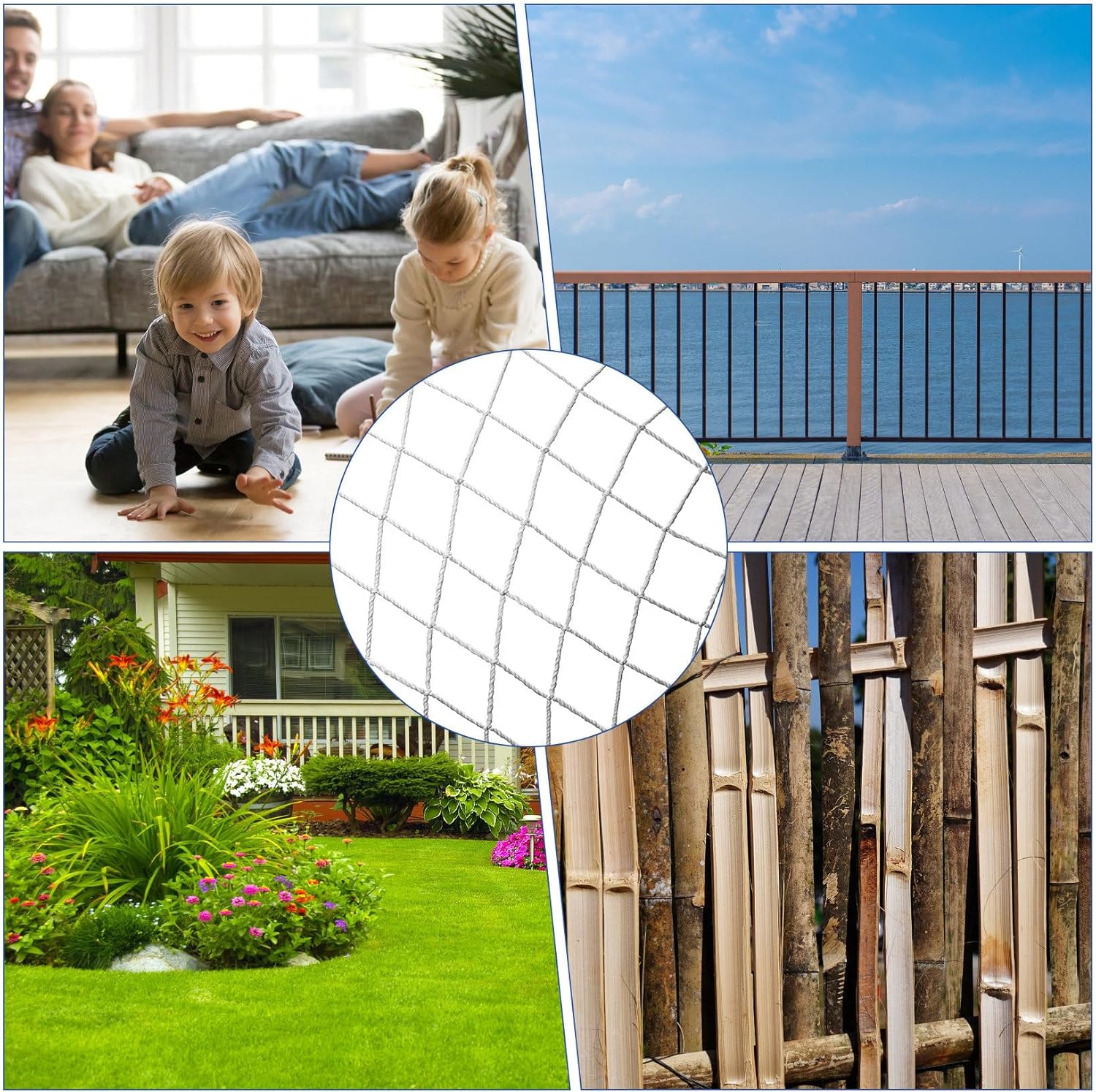 (Polyester, 2x 3m) Filet anti-chat pour balcon et jardin, filet de sécurité anti-pigeons et oiseaux pour chats, filet de protection pour fenêtre - 4