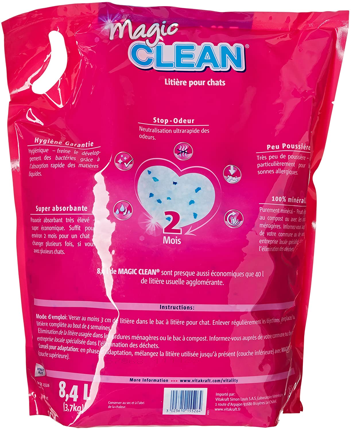 Vitakraft Magic Clean Perlas de gel de sílice súper absorbentes 8,4 - 2