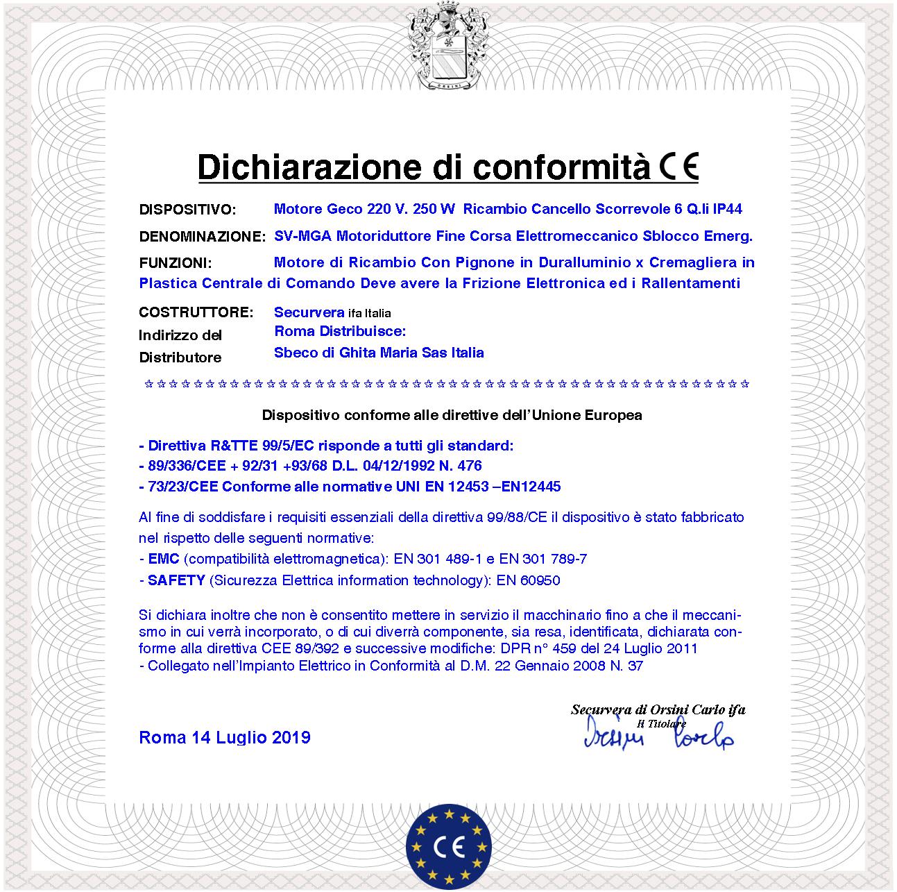 Motoriduttore 230 V Ricambio Cancello Scorrevole 6 Q.li Compatibile Elettronica a Norme CE di Qualsiasi Marca Fine Corsa Elettromec. Accessori di Fiss - 4