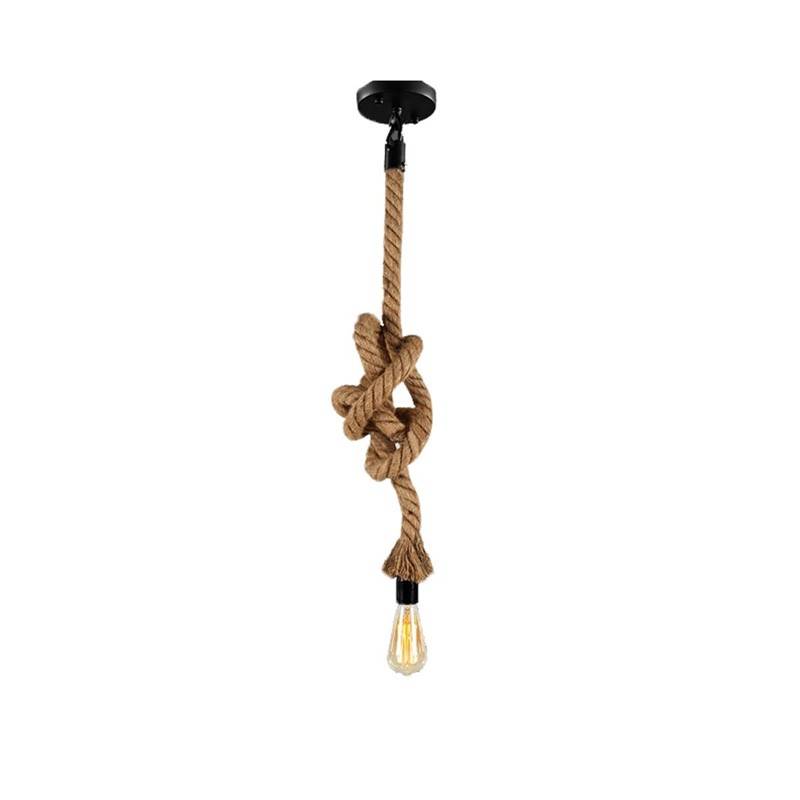 Pendolo Per Lampada A Sospensione In Canapa Naturale – Cavo Lungo 80 Cm Con Attacco E27 E Anello A Vite, Stile Rustico E Shabby Chic