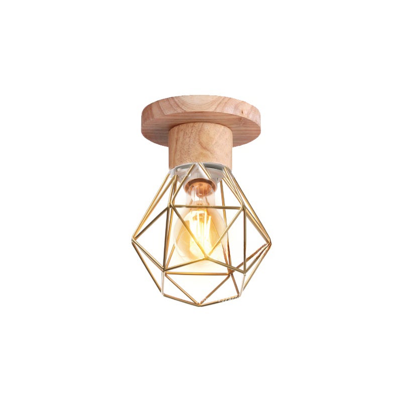 Lampa sufitowa w stylu retro, plafon w kształcie diamentu, pozłacana oprawka E27 (żarówka nie jest dołączona)