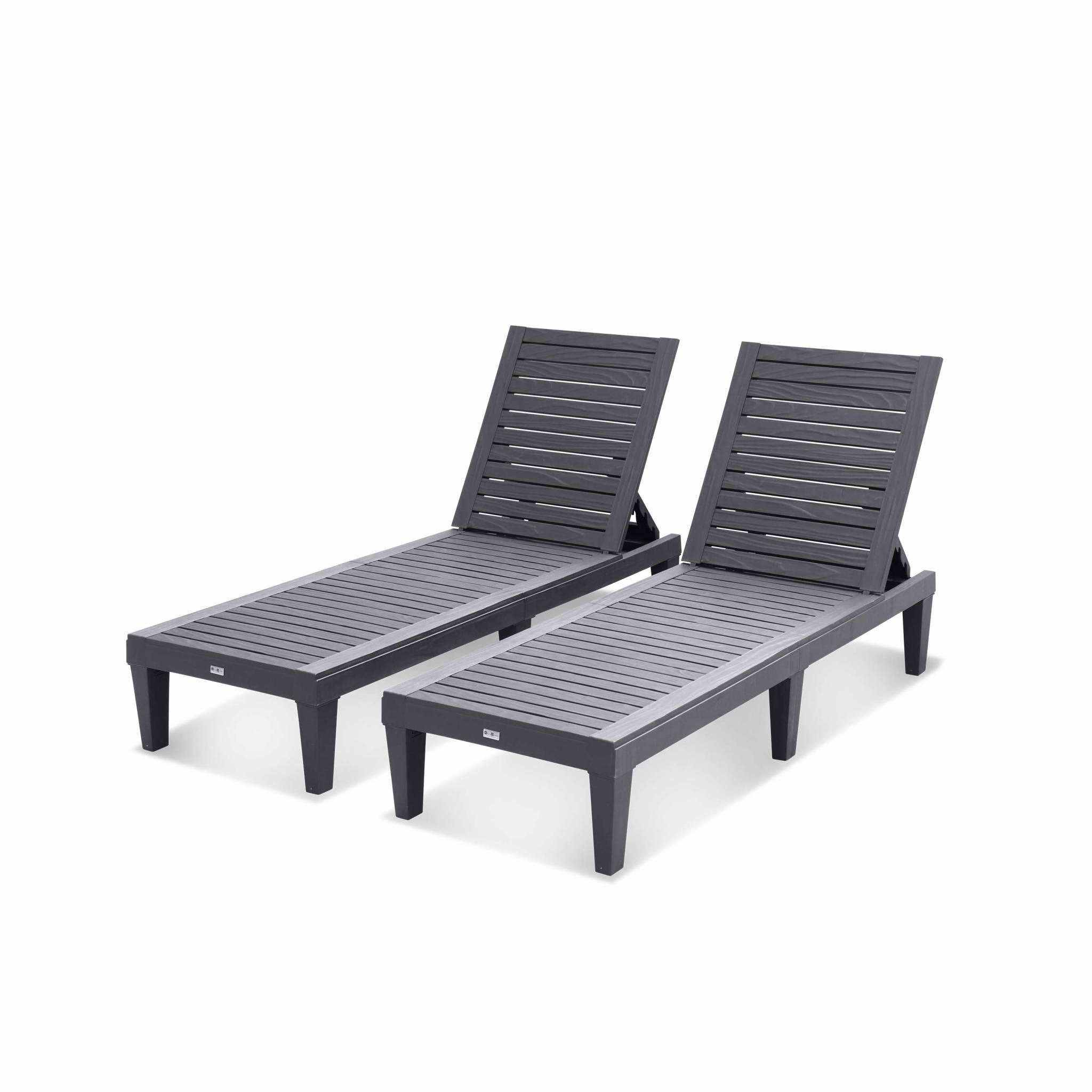 Lot de 2 bains de soleil. PIA. transats multi positions. en plastique. noir PIA - 4