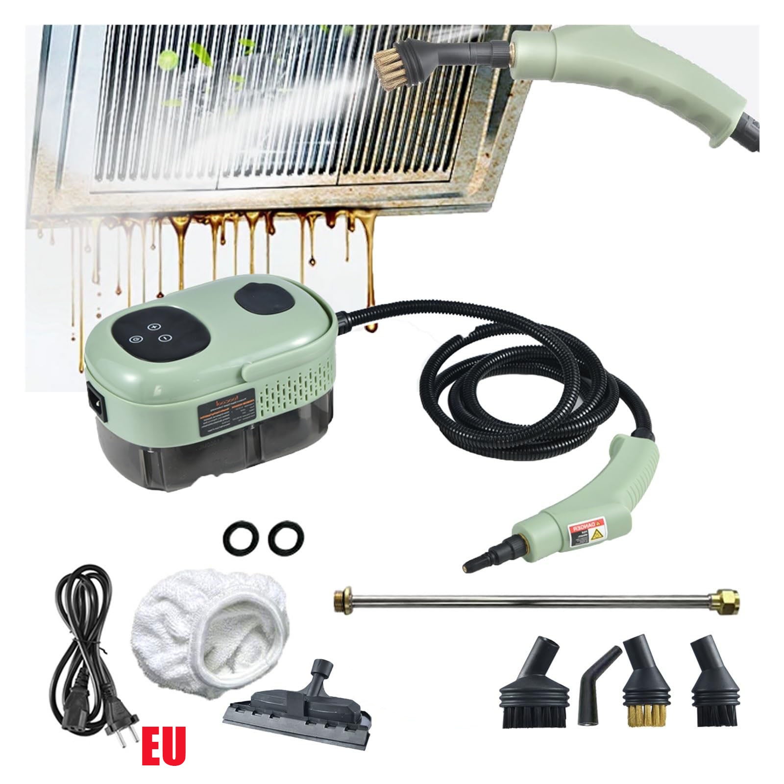 Nettoyeur Vapeur Portable 2500W 6 Brosses - Réservoir 1.6L 3 Bars Pour Maison, Fenêtres, Hottes