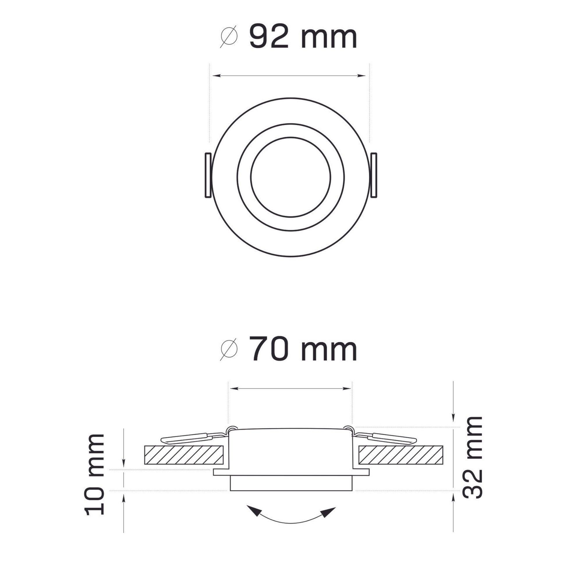 Oprawa sufitowa wpuszczana podtynkowa Lika czarno-srebrna 1xMR16x8W okrągła ruchoma IP20 wym: 3,2 x 9,2 x 9,2 cm metal Polux - 4
