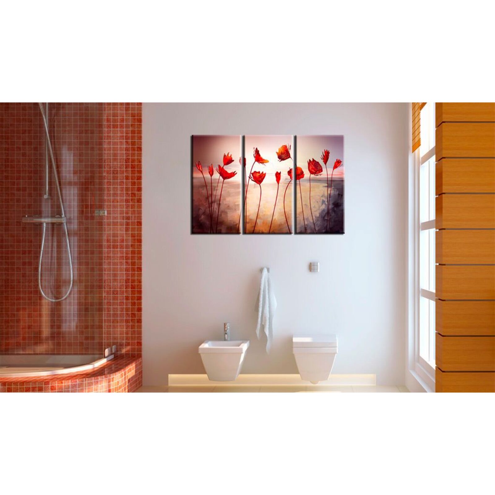 Tableau coquelicots rouge vif - 60 x 40 cm - 2