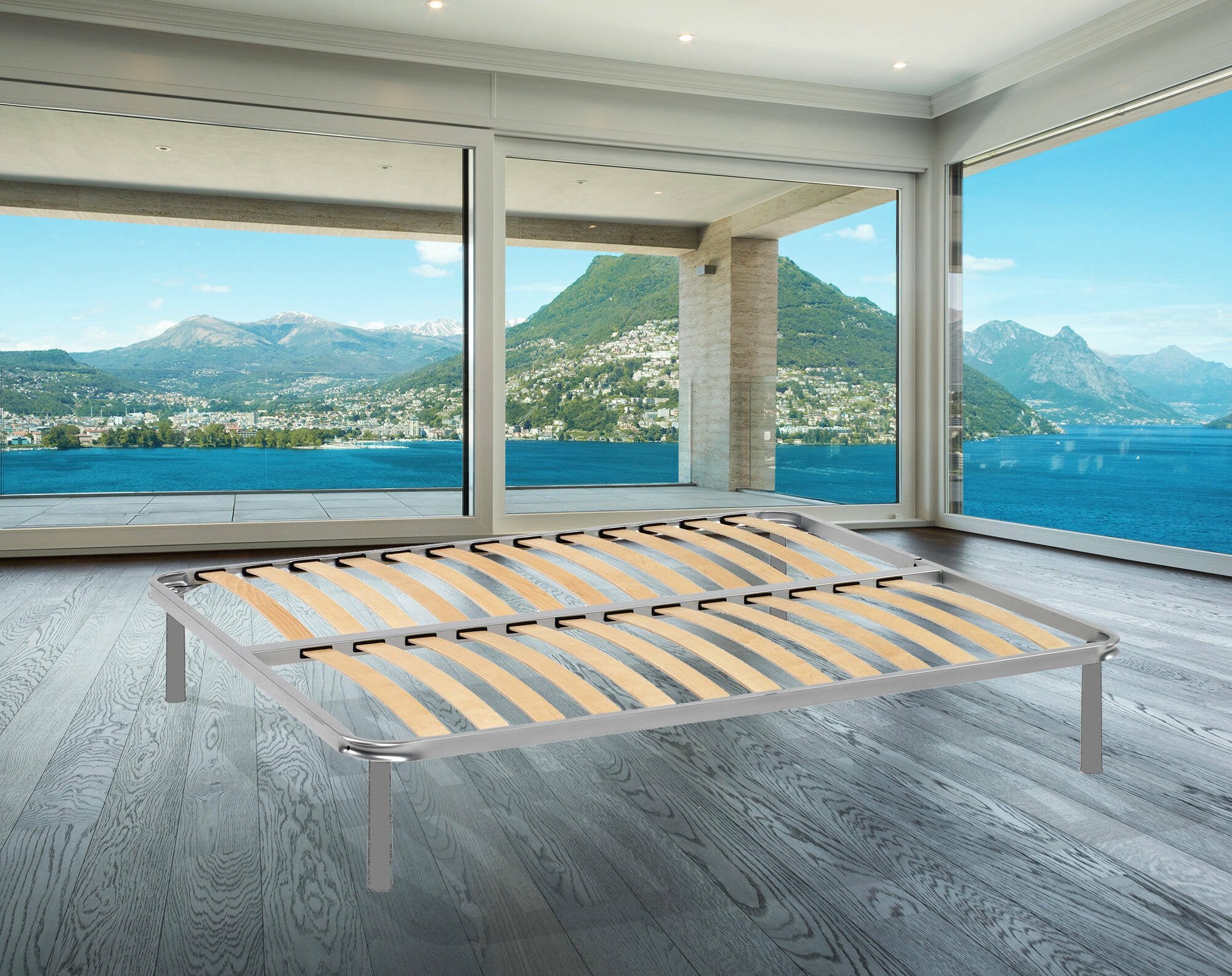 Rete letto matrimoniale Al, Rete ortopedica a doghe, 100% Made in