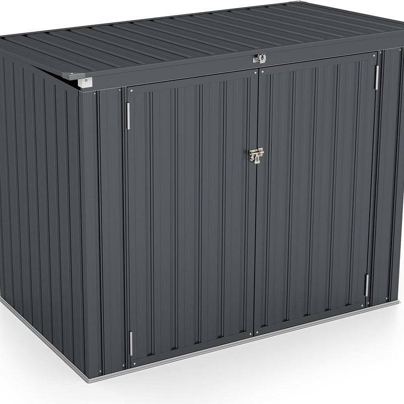 Altanki Ogrodowe, Metalowa Szopa, Podnoszona Pokrywa, Konstrukcja z Podwójnymi Drzwiami, Wzmocniona Konstrukcja, 172 x 100 x 129 cm, Szary