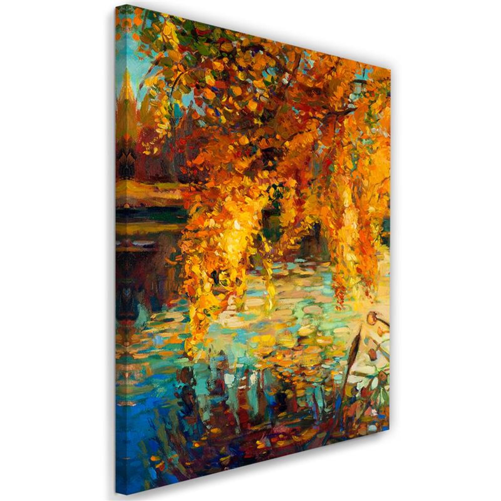 Obraz na płótnie, Malowana jesień nad jeziorem 40x60