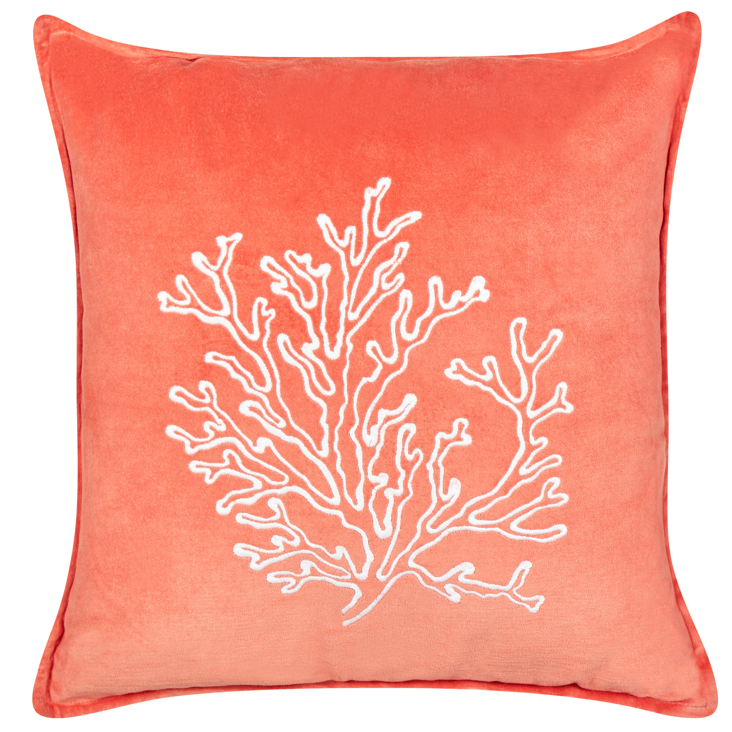 Beliani cojín decorativo nori terciopelo 45 x 45 cm coral patrón de plantas