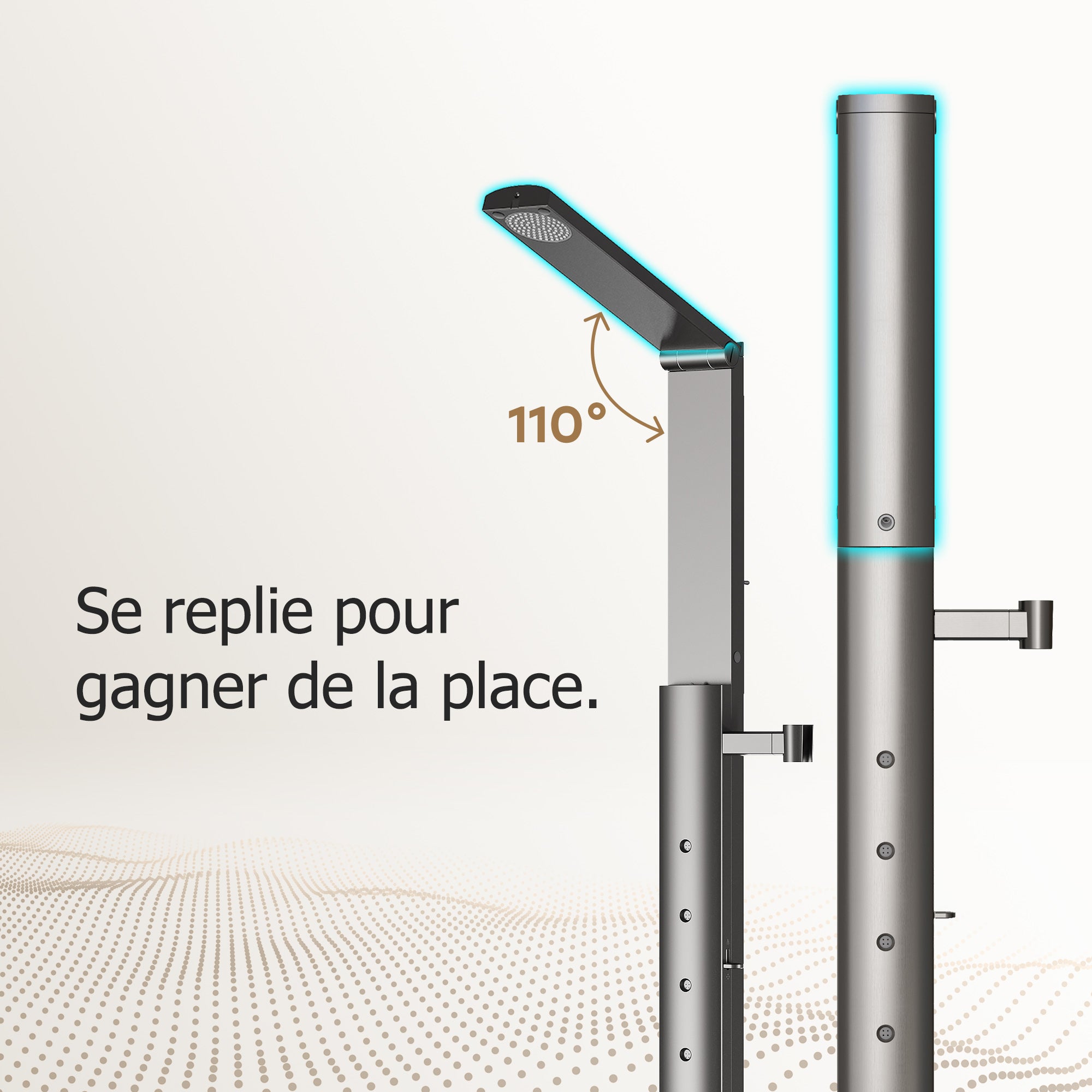 HOROW Ensemble de douche à effet pluie gris, 4 modes de massage, pliable, réglable en hauteur, robinet non inclus, se puede utilizar con la bañera - 7