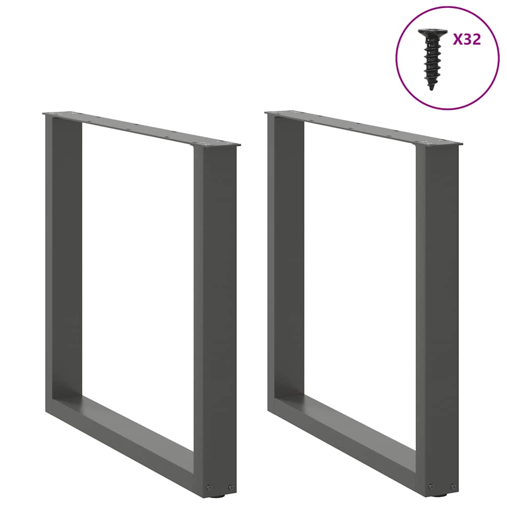 Maison Exclusive - Pieds de table à manger en U 2 pièces Anthracite 90 x (72-73) cm Acier - 3