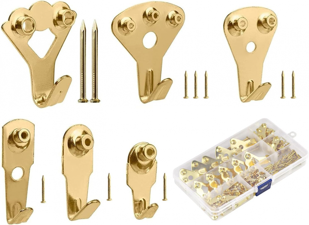 Haczyki do ramek obrazów, 130 sztuk Metalowe haki z gwoździami do wieszania obrazów, obrazów, dekoracji ściennych z lustrem