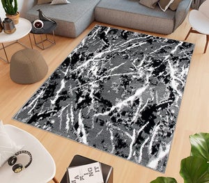 Tapis Moderne Géométrique QGYFRE 120x180 Cm - Gris, Pour Salon, Chambre Ou Couloir