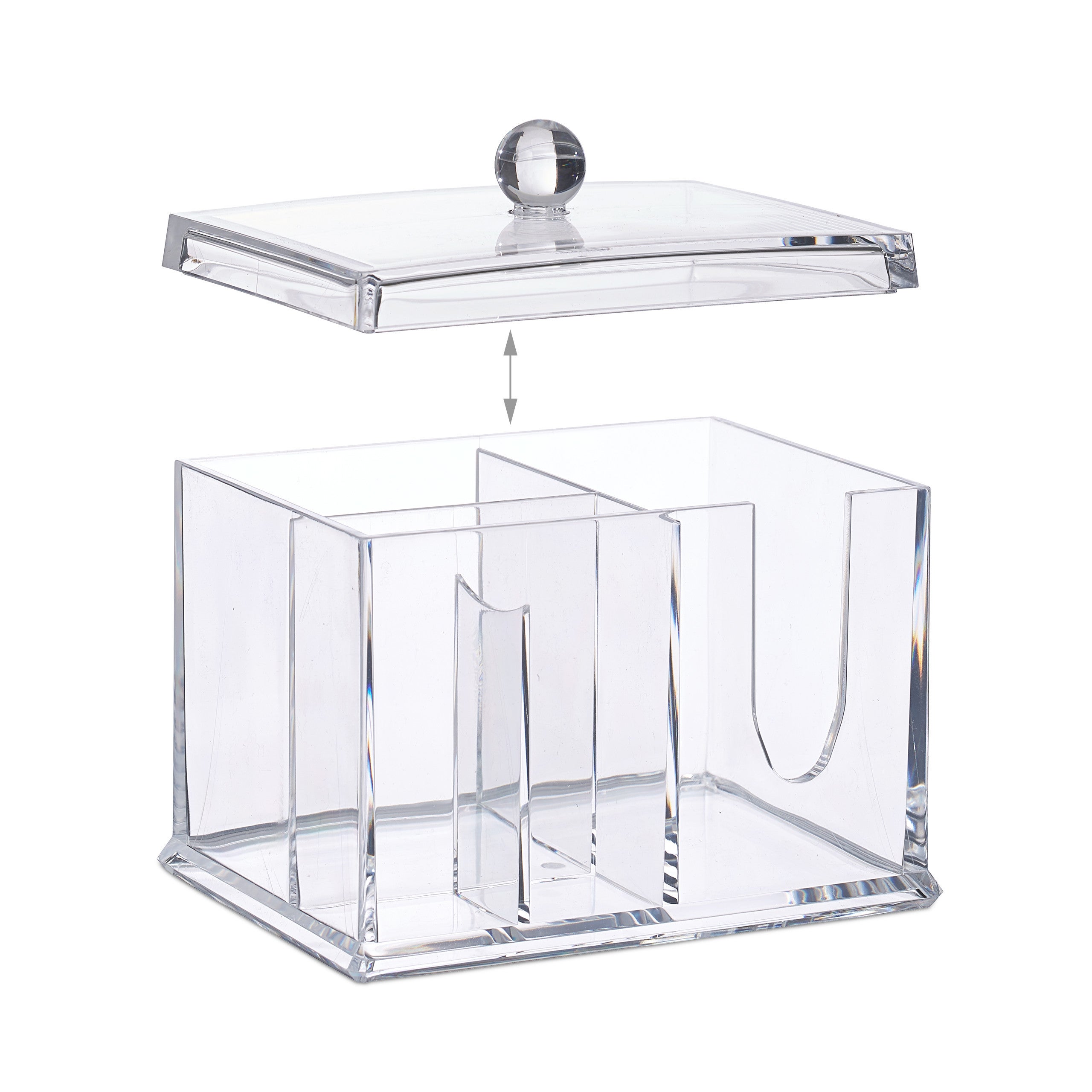 Boîte de rangement pour cotons-tiges en acrylique avec couvercle, grand distributeur, transparent, taille L, Relaxdays - 6