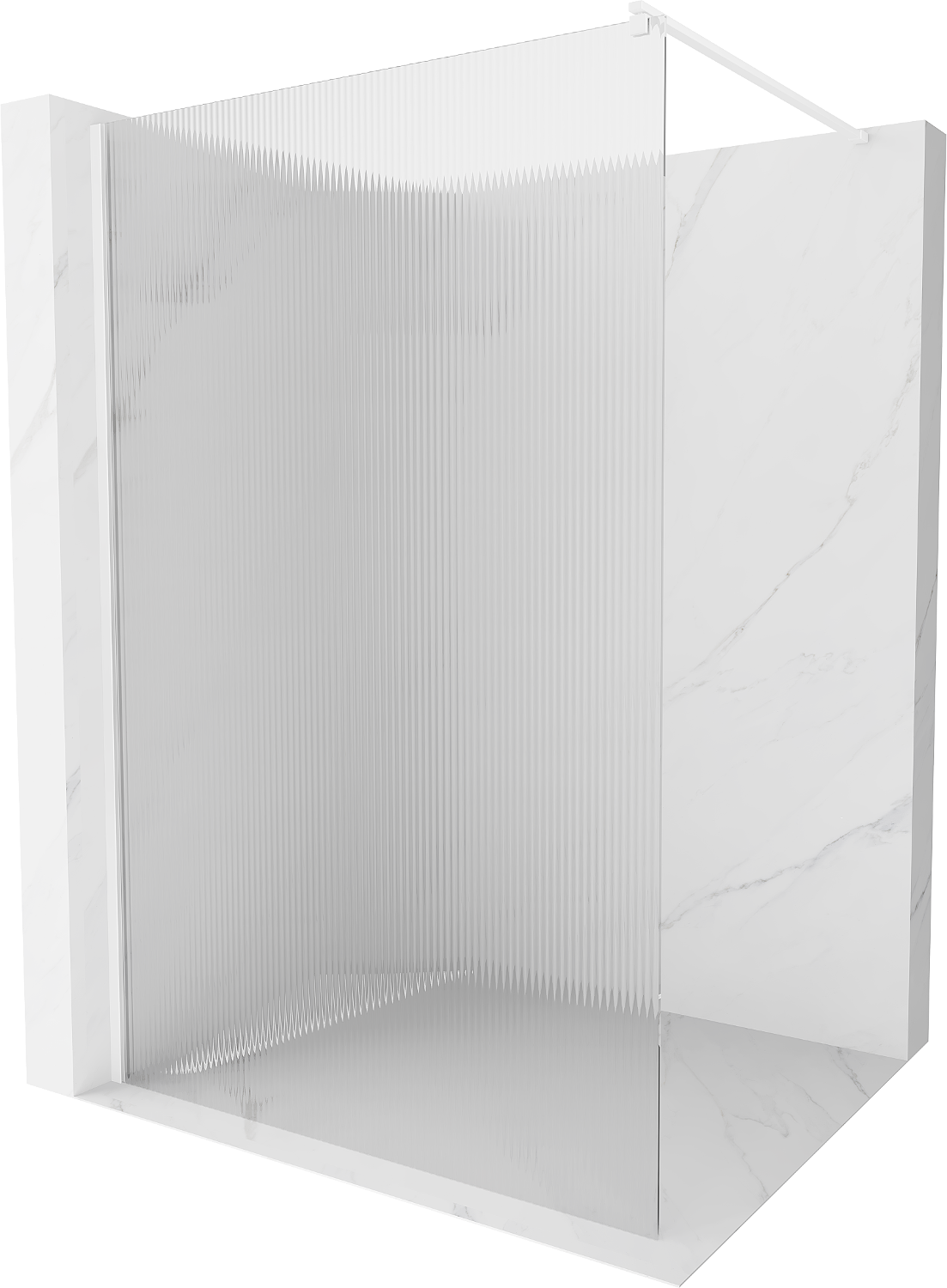 Mexen Kioto ścianka prysznicowa Walk-in 80 x 200 cm, prążki 8 mm, biała - 800-080-101-20-09