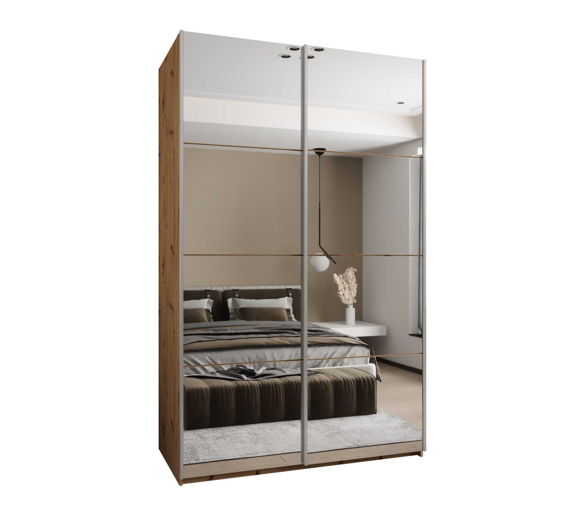 Szafa przesuwna wysoka Lux 2 160 x 64 x 245,5 cm artisan + artisan + u. srebrny - Abiks Meble