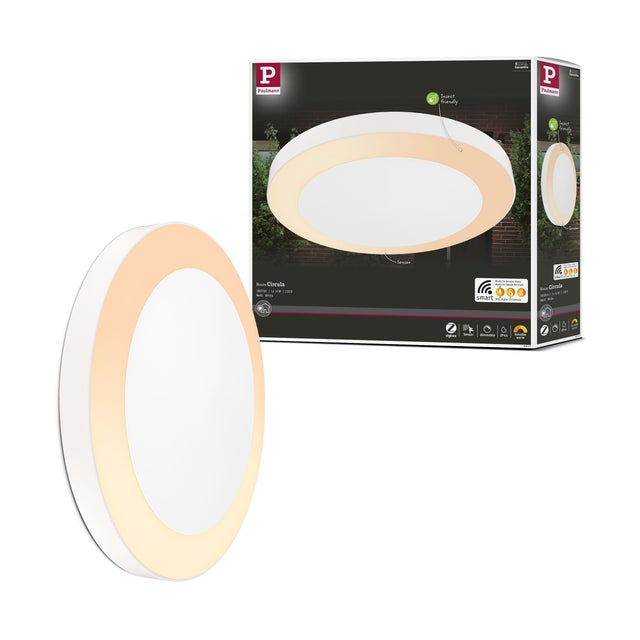 Plafonnier LED Smart Home Zigbee 3.0 Circula Détecteur crépusculaire favorable aux insectes IP44 rond 320mm Tunable Warm 14W 880lm 230V Blanc Matièr