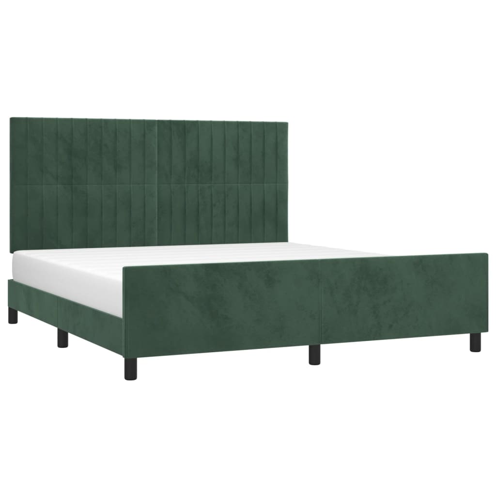 Cadre de lit sans matelas vert foncé 160 x 200 cm velours - 3
