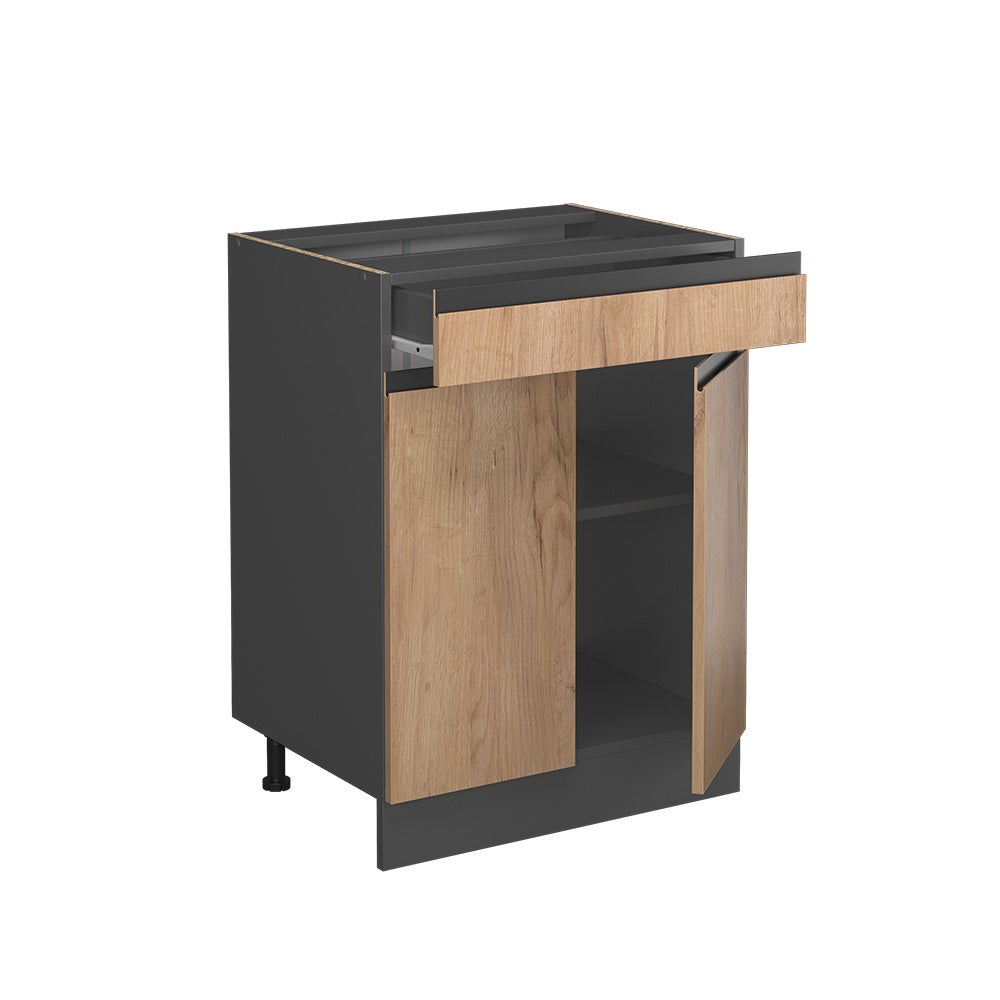 Vicco Meuble cuisine R-Line, Chêne de force doré, 60cm J-Shape, avec tiroir, sans PT - 4