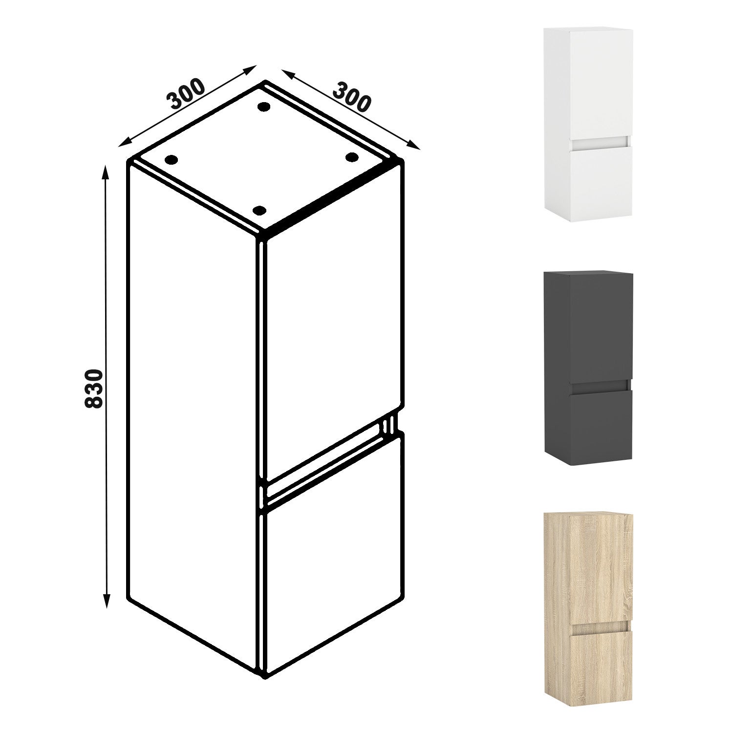 Ensemble Salle De Bain 120cm meuble Chêne Wotan avec colonne et miroir lumineux, Ocean - 5