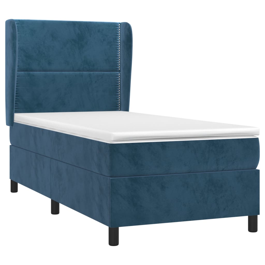 Sommier à lattes de lit avec matelas Bleu foncé 100x200 cm - 3