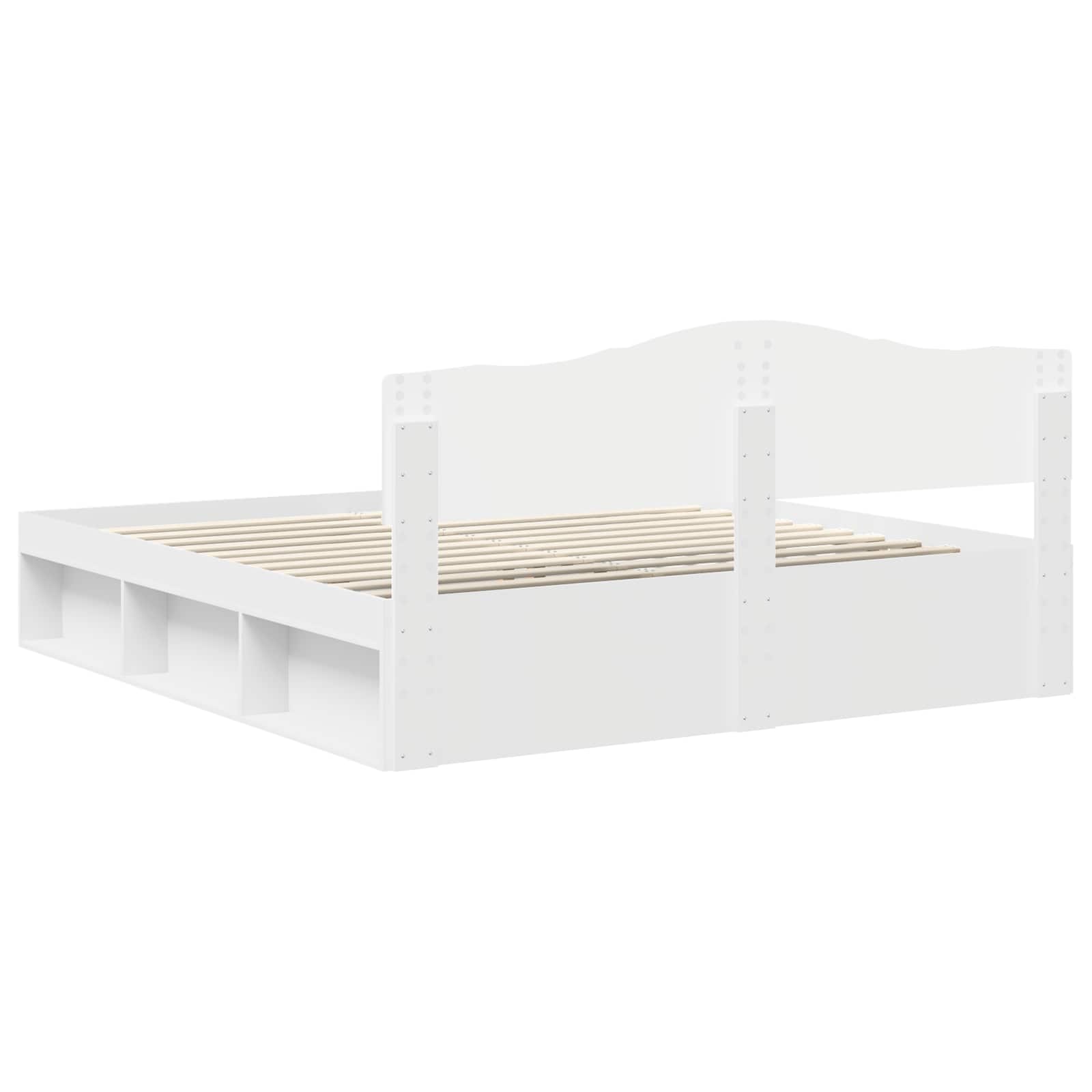 Cadre de lit blanc 200 x 200 cm en bois de pin massif - 9