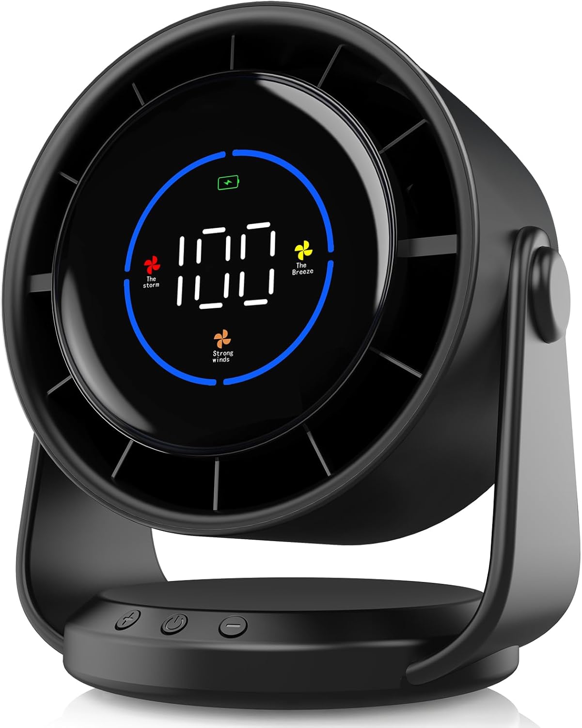 Wentylator biurkowy akumulatorowy, turbinowy, cichy, montowany na ścianie, odpowiedni do domu, biura i podróży, czarny