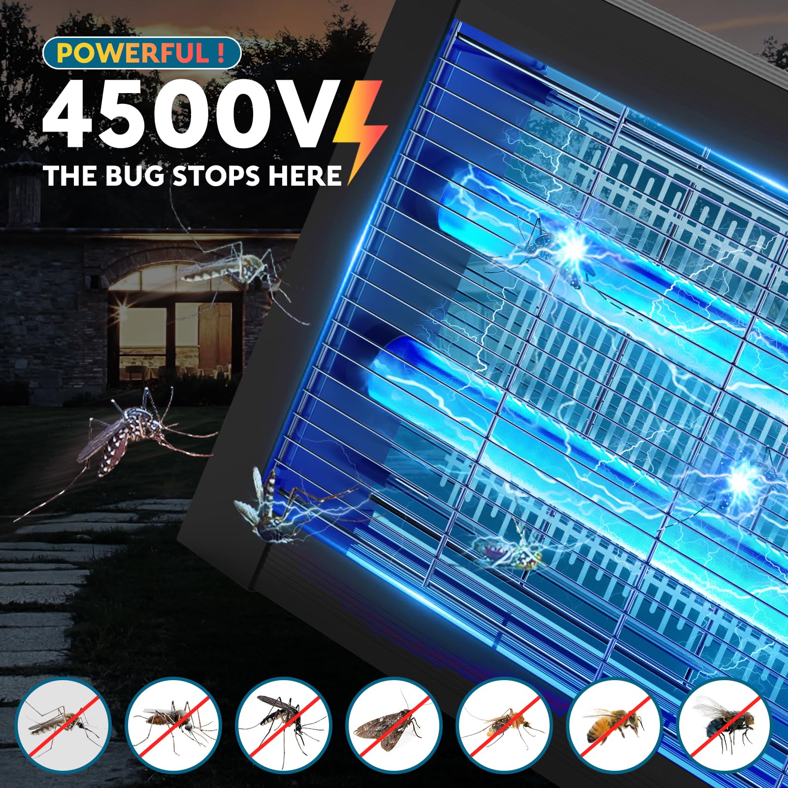 Tue Mouche Electrique,Solaire Piege a Moustique Exterieur,Anti Moustique Jardin Rechargeable USB,Lumiere Anti Moustique pour Le Camping - 4