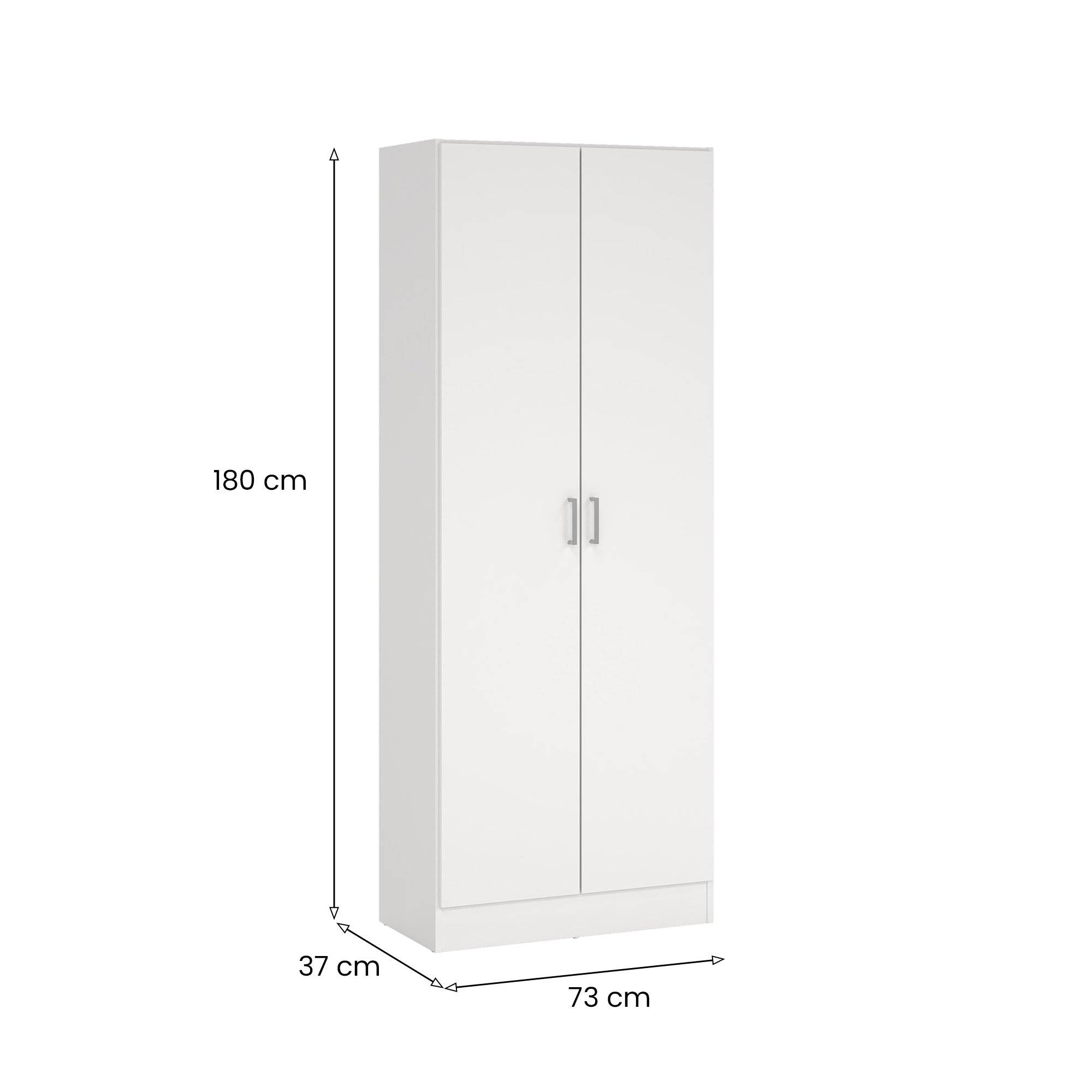 Armoire polyvalente à 2 portes Abadubidu, Armoire à balais, Étagère à chaussures avec étagères, Armoire à chaussures, cm73x37h180 cm, Blanc - 3