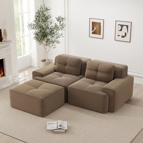 Sofá modular Cloud boneless 2 plazas L, terciopelo, modulable con