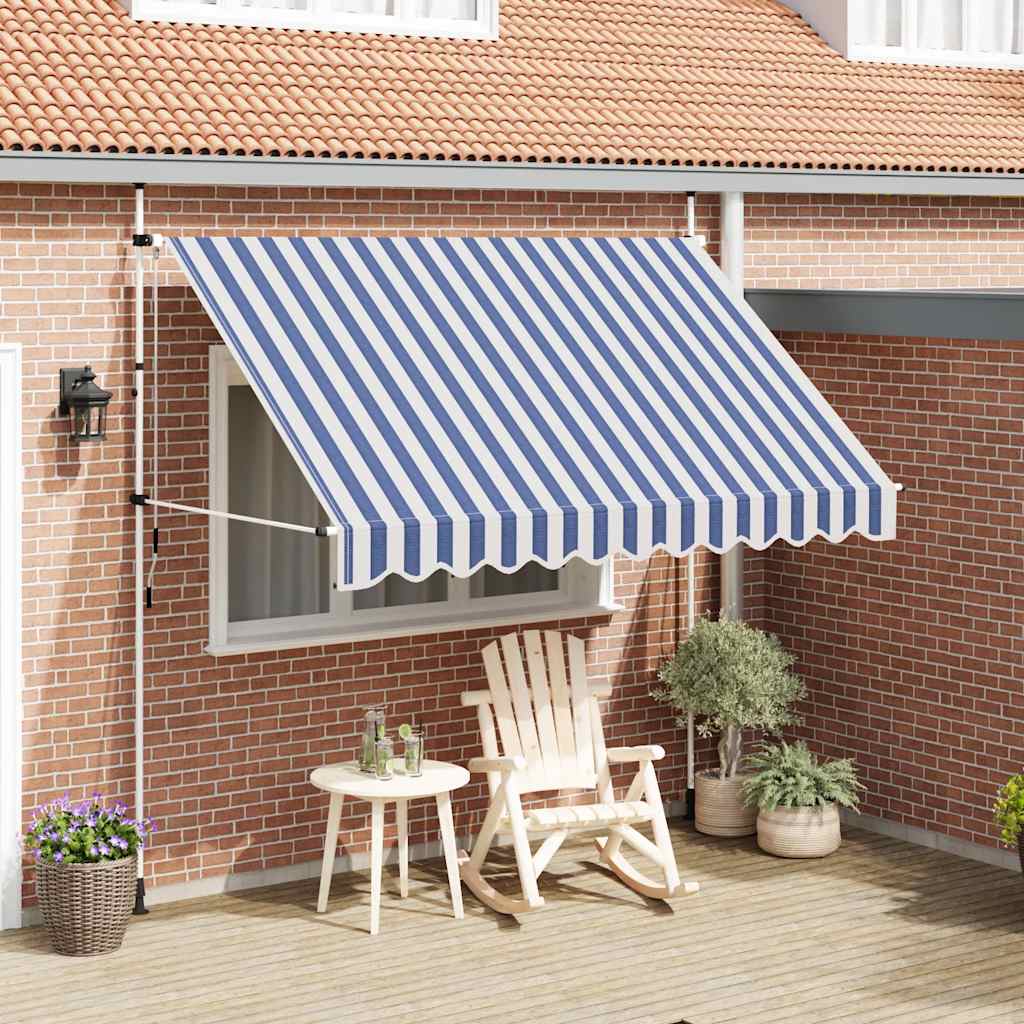 Maison exclusive - toldo manual retráctil azul y blanco a rayas 300 cm