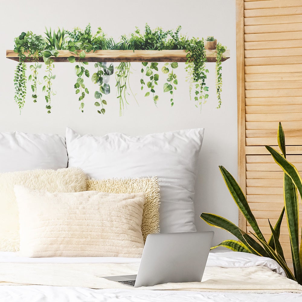 Stickers Muraux Plantes Vertes Autocollant Mural Suspension Adhésif Art Decoration Murale Sticker Mural pour Cuisine Salon Chambre Salle de Bain - 3