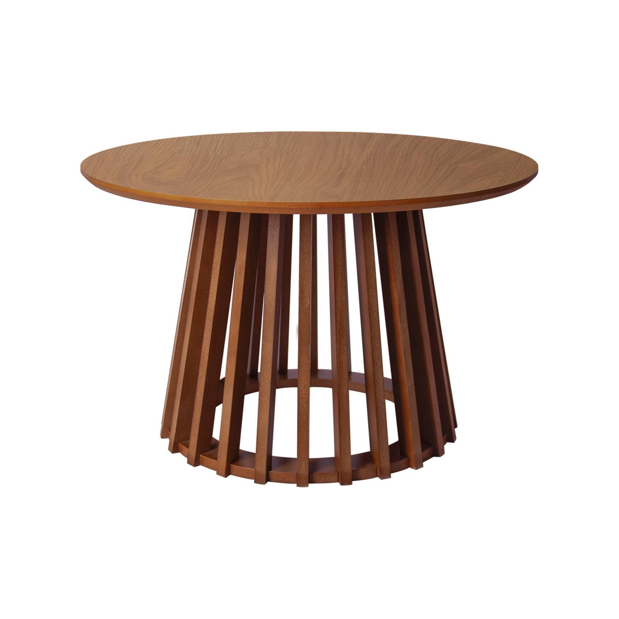Set de 2 tables basses rondes plateau effet bois noyer et pieds en bois de sapin. Ø40cm et Ø60cm CLARA - 5