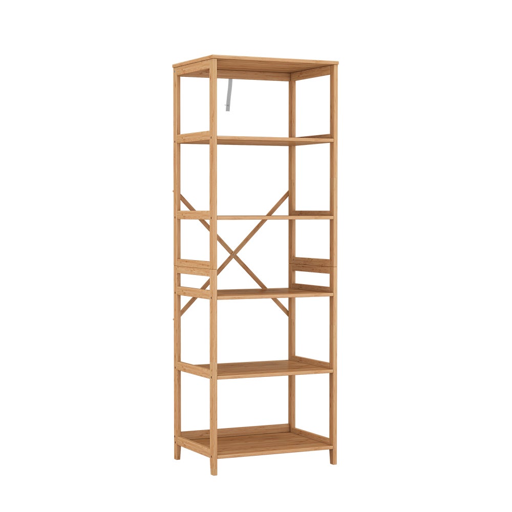 Vicco Półka na książki Novaro, Bambus, 48.3 x 140.3 cm z 6 przegrodami