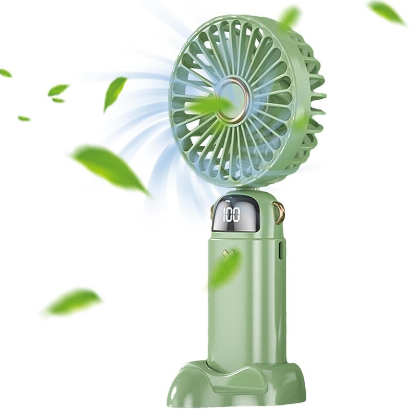 Wielofunkcyjny przenośny wentylator, ładowany przez USB, 5 prędkości, idealny do sypialni, biura, podróży, na zewnątrz, zielony